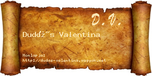 Dudás Valentina névjegykártya